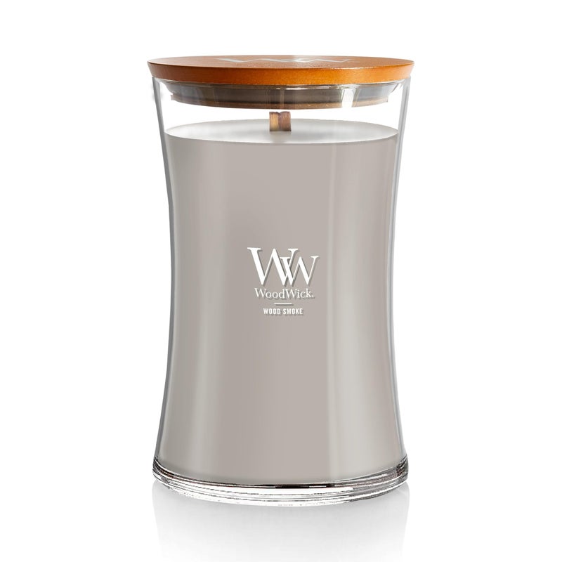 WoodWick Wood Smoke Holiday Candle Gifts for Women and Men, 21.5 oz Large Hourglass Candle with Crackling Wick - Image 1